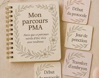 Carnet de suivi PMA – Cartes étapes – Journal fertilité – Cadeau parcours PMA