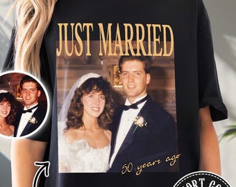 Comfort Colors Just Married 50 Years Ago Shirt, 50th Anniversary Gift, Married For 50 Years Shirt, Wedding Anniversary Matching Couple Shirt