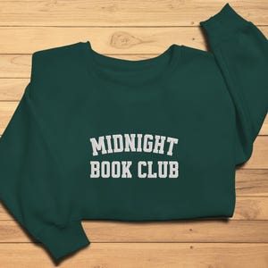 MidNight Book Club Embroidered Sweatshirt, Book Lover Gift, Cozy Reading Crewneck, BookwormSweater, Booktok Merch, Book Club Shirt.