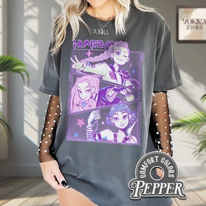 Kpop Demon Hunters T-shirt Gift For Woman, Jinu Manga Shirt, Kpop Huntrix Pin, Demon Hunter Merch, Saja Girls Fan Poster, Kpop Shirt
