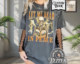 Read in Peace t-shirt, Skeleton Book Shirt, Skeleton Reading t-shirt, Book Lover Halloween, iprintasty Halloween, Bookish Halloween shirt
