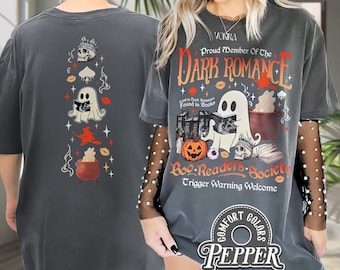 Camiseta de la Sociedad de Lectores de Romance Oscuro: Camiseta atrevida para amantes de los libros, ideal para fans del romance oscuro. Advertencias, ropa literaria, camiseta para lectores oscuros.