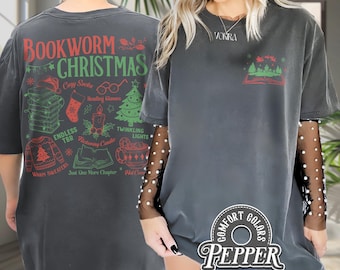 Comfort Colors® Bücherwurm Weihnachtshemd, kuscheliges Lesehemd, Vintage-Buchclub-Sweatshirt, Weihnachtsgeschenk für Buchliebhaber