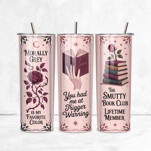 Witchy Gothic Smut Reader Tumbler PNG | 20oz Skinny Tumbler Wrap | Dark Romance Book Lover Sublimation Design | Digital Download