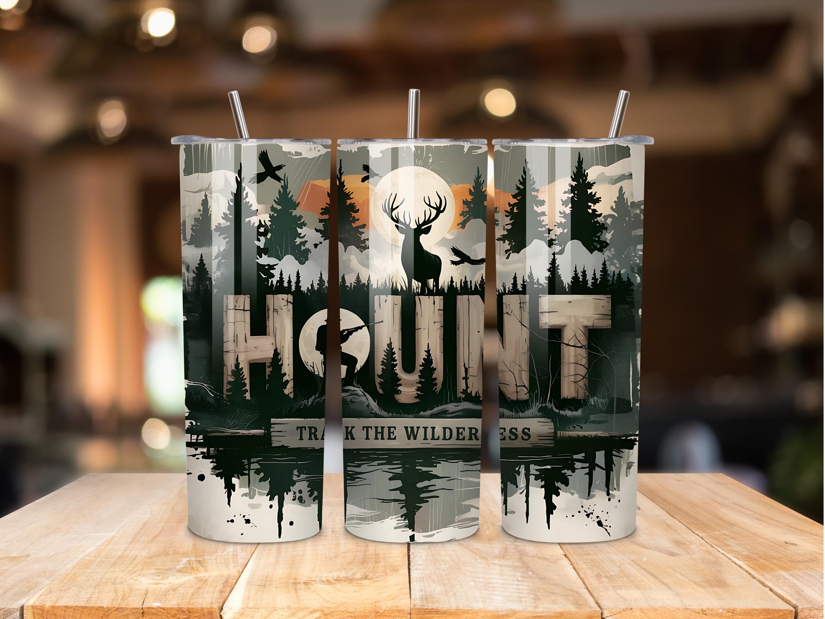 Deer Hunting Tumbler PNG | Outdoor Sportsman 20oz Skinny Tumbler Wrap ...