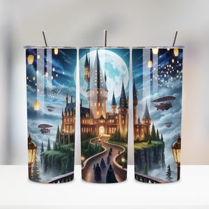 Magic World Becher PNG | 20 Unzen Skinny Tumbler Wrap | Fantasy Zauberei & Verzauberter Wald Sublimations Design | Digitaler Download