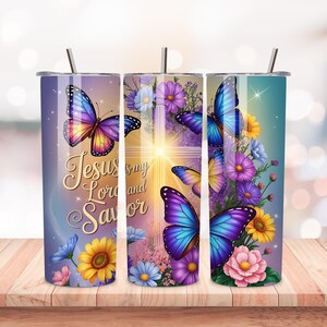 Jesus is My Lord and Savior Tumbler PNG | 20oz Skinny Tumbler Wrap | Christian Sublimation Design | Digital Download