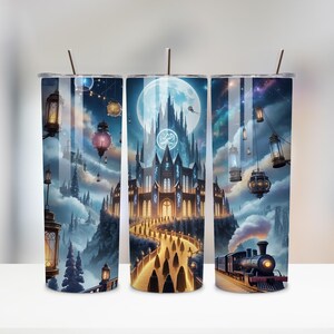Magic World Becher PNG | 20 Unzen Skinny Tumbler Wrap | Fantasy Zauberei & Verzauberter Wald Sublimations Design | Digitaler Download