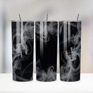 Weißer Rauchbecher PNG | 20 Unzen Skinny Tumbler Wrap | Minimalistisches rauchiges Sublimationsdesign | Digitaler Download