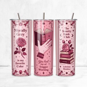 Witchy Gothic Smut Reader Tumbler PNG | 20oz Skinny Tumbler Wrap | Dark Romance Book Lover Sublimation Design | Digital Download