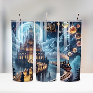 Magic World Becher PNG | 20 Unzen Skinny Tumbler Wrap | Fantasy Zauberei & Verzauberter Wald Sublimations Design | Digitaler Download