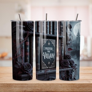 Romantasy Prefer the Villain Book Lover Tumbler PNG | 20oz Skinny Tumbler Wrap | Dark Romance Sublimation Design | Digital Download