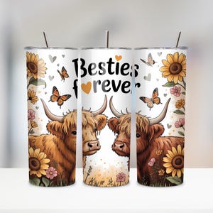 Besties Forever Tumbler PNG | Cute Friendship 20oz Skinny Tumbler Wrap | BFF Gift Sublimation Design | Digital Download