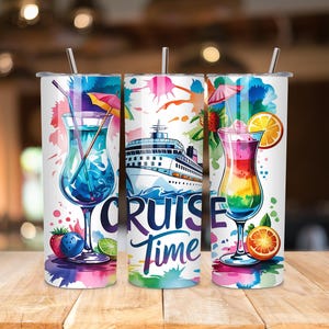 Vaso Cruise Time PNG, Envoltura delgada para vaso de 20 oz, Diseño de sublimación para vacaciones, Viajes por mar PNG, Idea de regalo para cruceros, Descarga digital