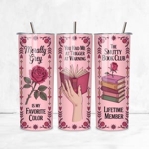 Witchy Gothic Smut Reader Tumbler PNG | 20oz Skinny Tumbler Wrap | Dark Romance Book Lover Sublimation Design | Digital Download