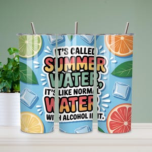 Summer Cocktail Tumbler PNG | 20 oz Skinny Tumbler Wrap | Tropical Drink & Alcohol Glass Sublimation Design | Digital Download