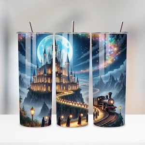 Magic World Becher PNG | 20 Unzen Skinny Tumbler Wrap | Fantasy Zauberei & Verzauberter Wald Sublimations Design | Digitaler Download