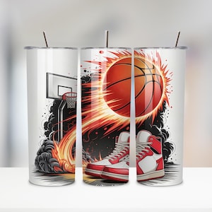 Basketball Tumbler PNG | 20oz Skinny Tumbler Wrap | Seamless Sports Sublimation Design | Digital Download for Basketball Fans
