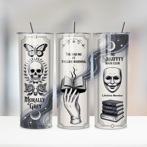 Smutty Bookish Dark Romance Reader Tumbler PNG | 20oz Skinny Tumbler Wrap | Spicy Book Lover Sublimation Design | Digital Download