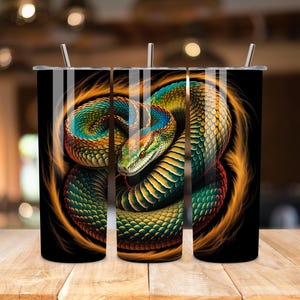 Vibrant Snake Tumbler PNG, 20 oz Tumbler Wrap, Digital Download, Colorful Snake Sublimation Design, Reptile Tumbler Wrap, Instant Download