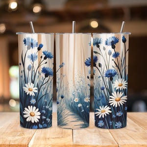 Floral Wood Tumbler PNG | 20oz Skinny Tumbler Wrap | Seamless Rustic Woodgrain & Flowers Sublimation Design | Digital Download
