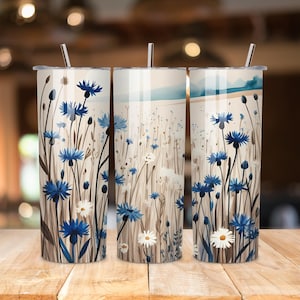 Floral Wood Tumbler PNG | 20oz Skinny Tumbler Wrap | Seamless Rustic Woodgrain & Flowers Sublimation Design | Digital Download