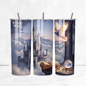 Magic World Becher PNG | 20 Unzen Skinny Tumbler Wrap | Fantasy Zauberei & Verzauberter Wald Sublimations Design | Digitaler Download