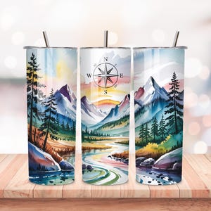 Hiking Tumbler PNG | Adventure Trail 20oz Skinny Tumbler Wrap | Outdoor Explorer Sublimation Design | Digital Download