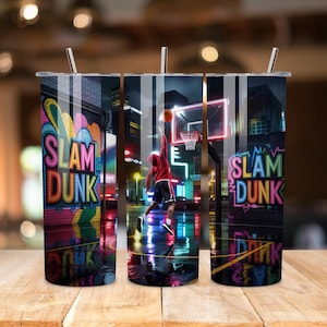 Basketball Tumbler PNG | Sports 20oz Skinny Tumbler Wrap | Athletic Sublimation Design for Players & Fans | Digital Download