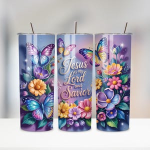 Jesus is My Lord and Savior Tumbler PNG | 20oz Skinny Tumbler Wrap | Christian Sublimation Design | Digital Download
