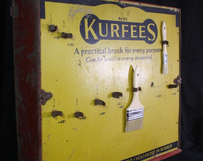 Antique Paint Brush Display Case From Hardware Store Movie Prop From