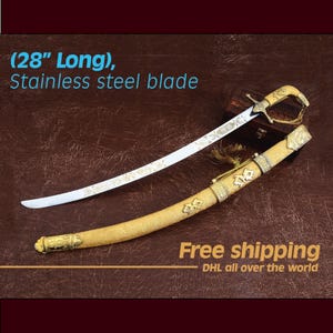 Handmade Arabian Sword: Golden Brass Viking Style Display Sword