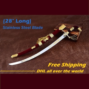 Handmade Arabian Sword: Viking Style, Velvet Sheath, Stainless Steel