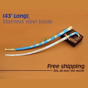 Handmade Arabian Sword: Viking Style, Sky Blue Velvet Sheath