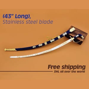 Handmade Arabian Sword: Viking Style, Royal Blue Velvet Sheath