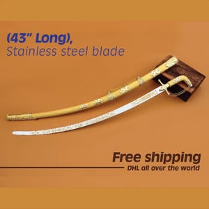 Handmade Arabian Sword: Golden Brass & Velvet Viking Style