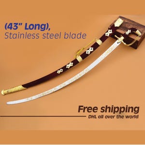 Handmade Arabian Sword: Viking Style, Maroon Velvet Sheath