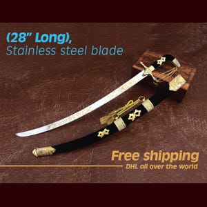 Handmade Arabian Sword: Viking Style, Stainless Steel, Velvet Sheath