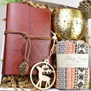 Unisex Christmas Gifts for Women & Men, Corporate Holiday Gift Box for Coworkers employees, Hygge Gift, Winter Holiday Gift Baskets,Under 50