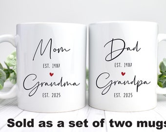 Ensemble de tasses pour faire-part de grossesse : un nouveau cadeau pour grand-mère et grand-père