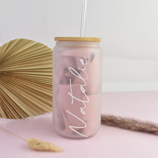 Bridesmaid Proposal, Future Mrs , Customized Glass Tumbler, Frosted Glass Tumbler, Bamboo Lid Coffee Cup,Maid Of Honor Gift,Matron of honour