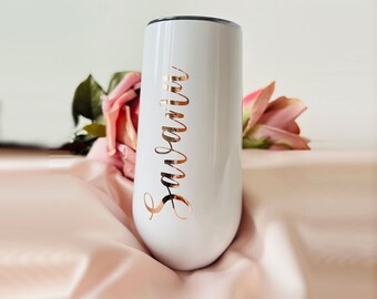 Personalized Bridesmaid Champagne Flute: Stainless Steel Bachelorette Tumbler