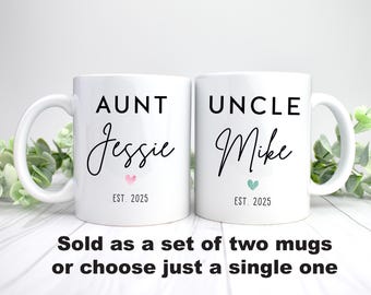 Ensemble de tasses tante et oncle : cadeau de faire-part de naissance