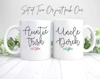 New Auntie Mug, Pregnancy Announcement, Promoted to Aunt, New Baby Announcement, Promoted to Uncle Gift, New Aunt Gift,New Uncle Gift,Custom