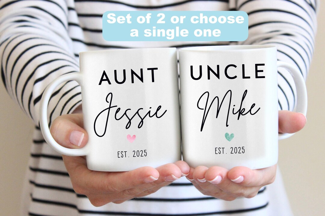 Personalized Aunt & Uncle Mug Set: Pregnancy Announcement Gift - Etsy