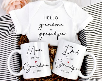 Promoted from Parents to Grandparents Pregnancy Announcement, Personalized Gift for New Grandma Grandpa, Baby Announcement Mug Gift box