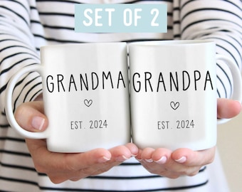 Pregnancy announcement, New Grandma and Grandpa 2024 Mug Set, Pregnancy Reveal Grandparents, Mug, New grandparents gift, Baby announcement