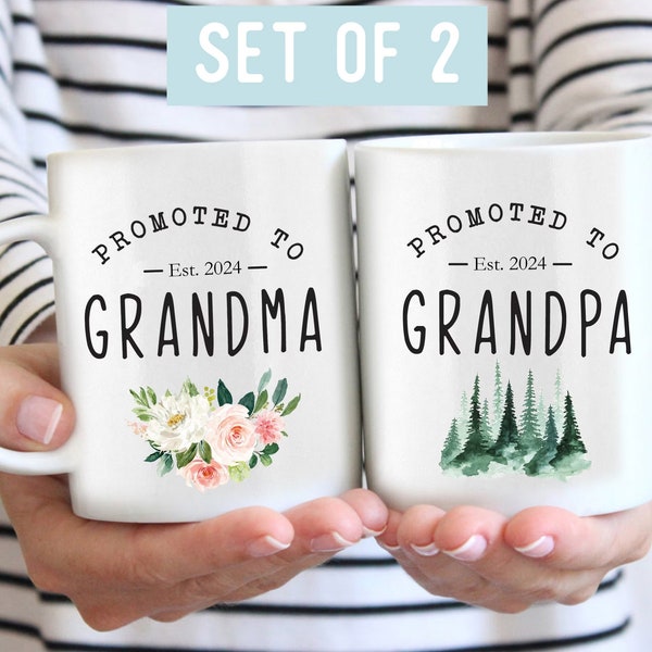 Grandpa and Grandma Individual OR Mug Set, Baby Announcement, New Grandparents Mug, New Grandpa, New Grandma, Pregnancy Announcement