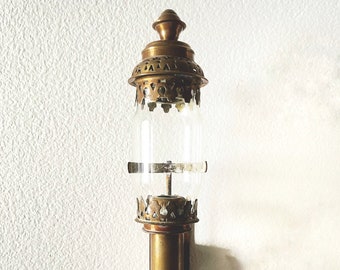 Rare Antique Railroad Brass Wall Sconce Lantern Kerosene Oil Lamp