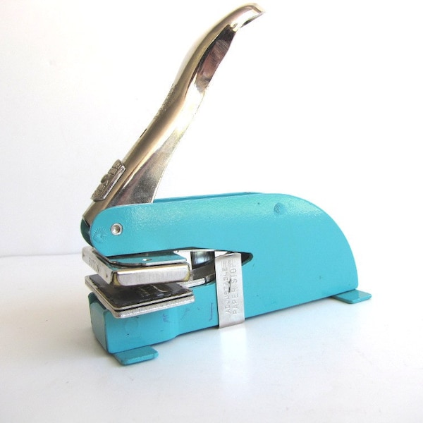 Industrial Letter Embosser Aqua Vintage Desk Accessory Pirouette from AllieEtCie